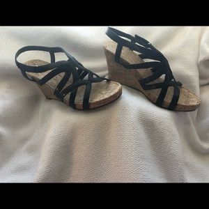 Black wedge sandals